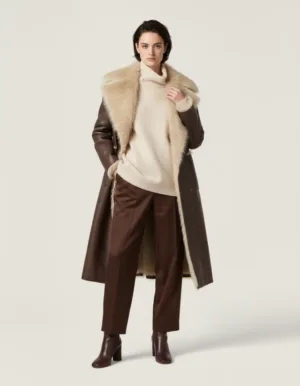 Cappotto lungo donna in eco-shearling